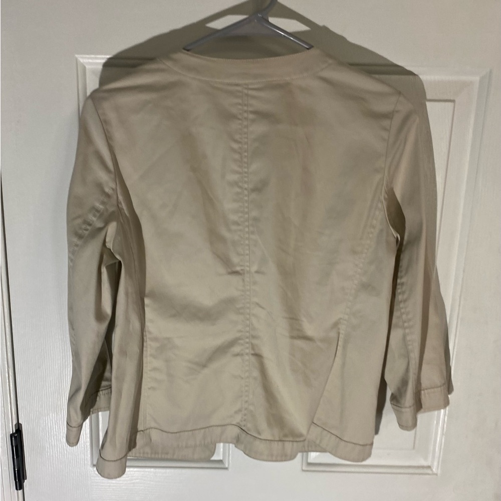 Talbots Beige Ruffle-Front Blazer Jacket - Picture 3 of 6